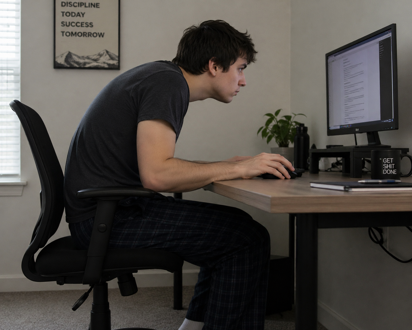 Poor posture on an office chair